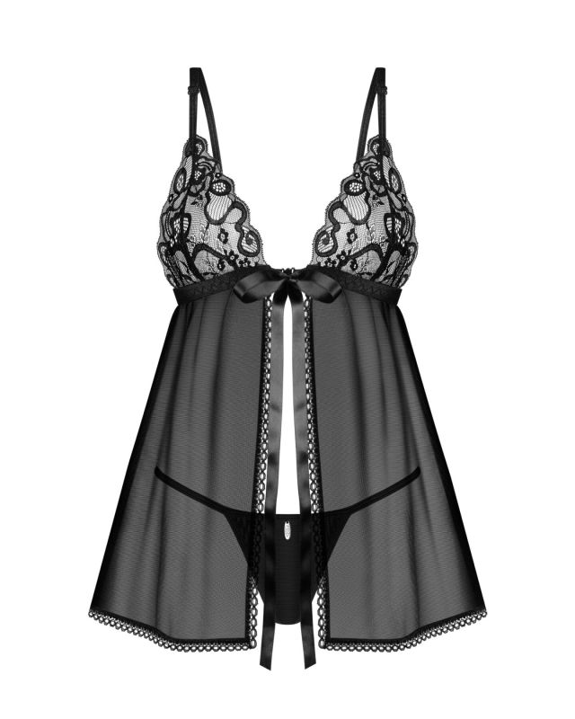 Пеньюар и трусики Obsessive Blomentis babydoll & thong XS/S