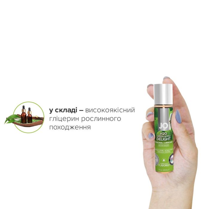 Смазка на водной основе JO H2O — Green Apple (30 мл) без сахара, растительный глицерин