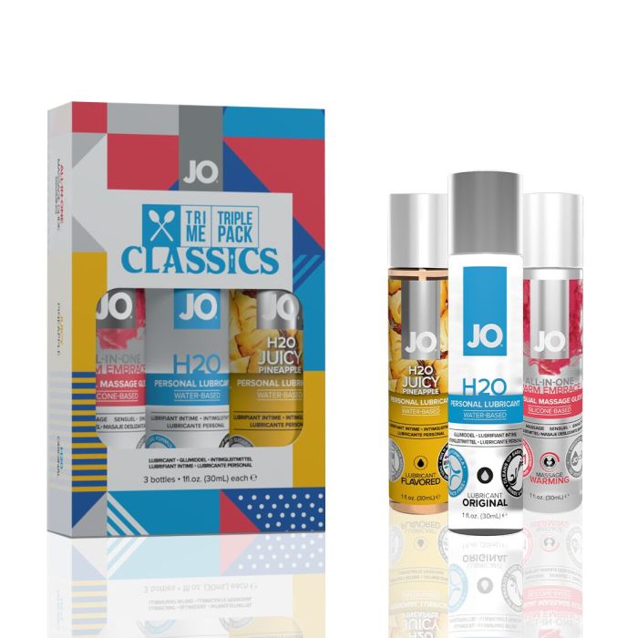 Набор JO Tri-Me Triple Pack — Classics (3*30 мл) водная, силиконовая и вкусовая смазки