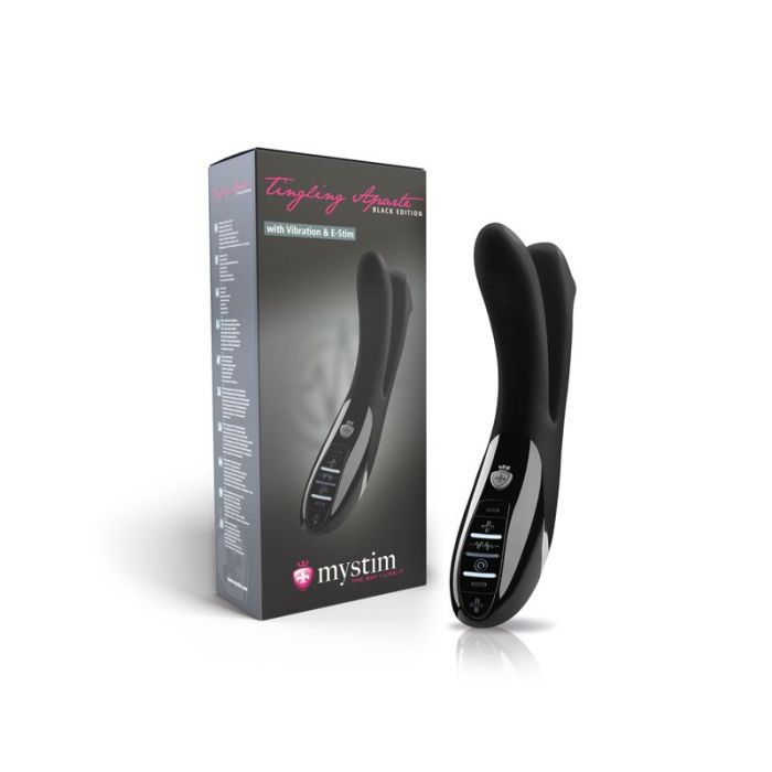 Вибратор двойной с электростимуляцией Mystim Tingling Aparte eStim Black, миостимулятор