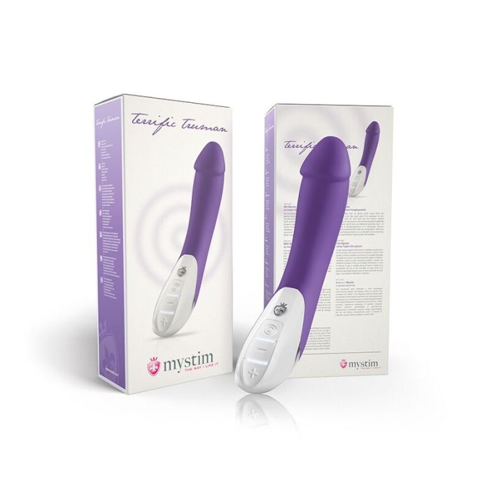 Мощный вибратор Mystim Terrific Truman Purple с двумя моторами и выраженной головкой