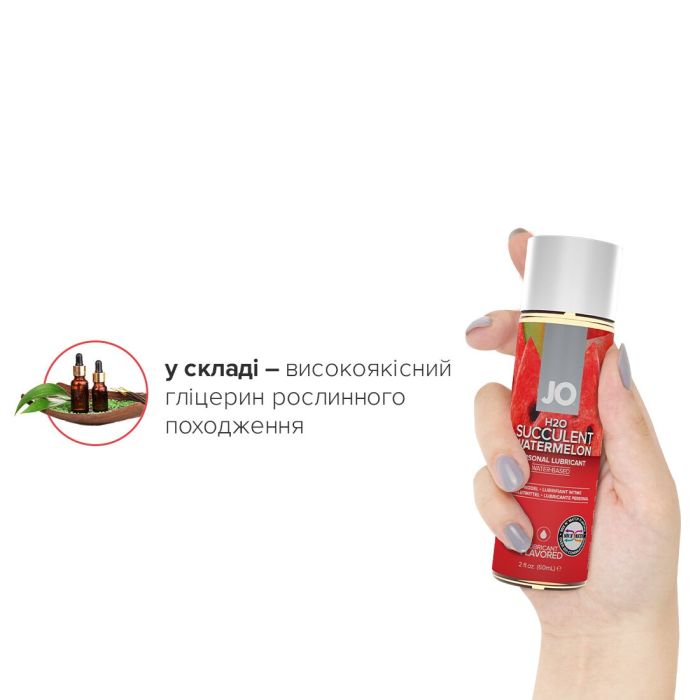 Смазка на водной основе JO H2O — Watermelon (60 мл) без сахара, растительный глицерин