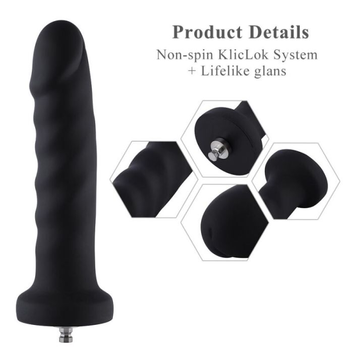 Силиконовый фаллоимитатор для секс-машин Hismith 7.1" Anal Dildo Black, система KlicLok
