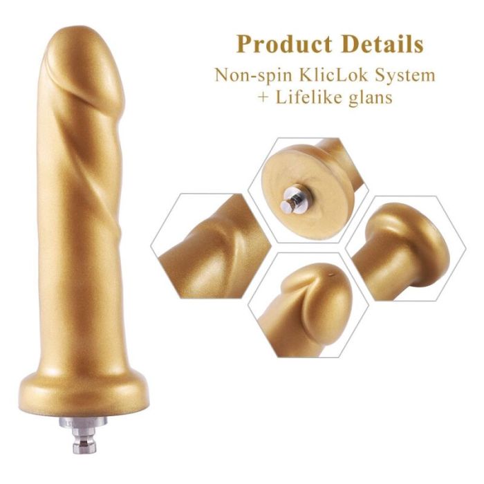 Золотой фаллоимитатор Hismith 6.8" Golden Silicone Dildo, система KlicLok
