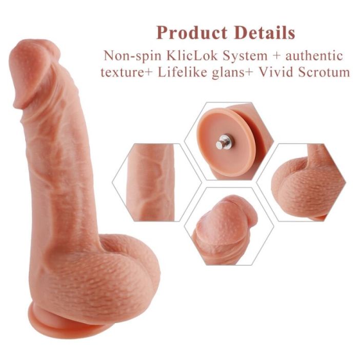Ультрареалистичный фаллоимитатор для секс-машин Hismith 8.3" 2-layers Silicone Flesh Dildo,2-слойный