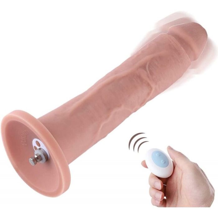 Фаллоимитатор 10.2" с вибрацией для секс-машин Hismith Silicone Dildo with Vibe, KlicLok, пульт ДУ