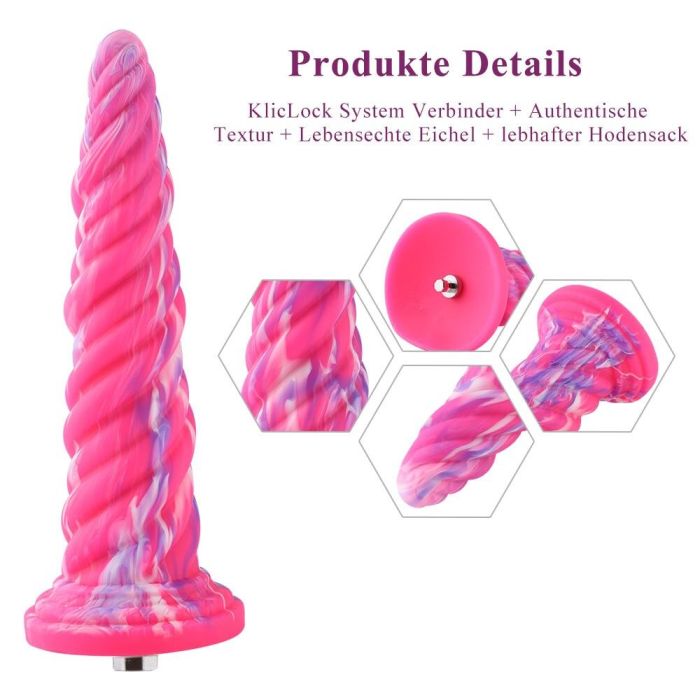 Фантазийный фаллоимитатор 10.12" для секс-машин Hismith Silicone Dildo rose Monster Series, KlicLok