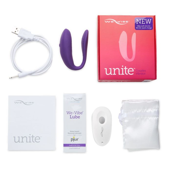 Недорогой вибратор для пар We-Vibe Unite Purple, однокнопочный пульт ДУ