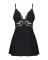 Сатиновый пеньюар с кружевом Obsessive 810-BAB-1 babydoll & thong S/M, черный, пеньюар, танга