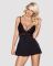 Сатиновый пеньюар с кружевом Obsessive 810-BAB-1 babydoll & thong S/M, черный, пеньюар, танга