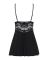 Сатиновый пеньюар с кружевом Obsessive 810-BAB-1 babydoll & thong L/XL, черный, пеньюар, танга