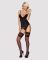 Сатиновый кружевной корсет Obsessive 810-COR-1 babydoll & thong S/M, черный, корсет, танга