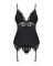 Сатиновый кружевной корсет Obsessive 810-COR-1 babydoll & thong L/XL, черный, корсет, танга
