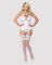 (SALE) Сатиновый кружевной корсет Obsessive 810-COR-2 babydoll & thong S/M, белый, корсет, танга