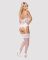 (SALE) Сатиновый кружевной корсет Obsessive 810-COR-2 babydoll & thong S/M, белый, корсет, танга