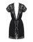 Сатиновый открытый пеньюар на поясе Obsessive 810-PEI–1 peignoir black 2XL/3XL, черный