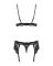 Кружевной комплект белья Obsessive 810-SEG-1 S/M Black, бюстгальтер, стринги, пояс для чулок