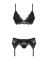 Кружевной комплект белья Obsessive 810-SEG-1 L/XL Black, бюстгальтер, стринги, пояс для чулок