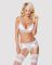 (SALE) Кружевной комплект белья Obsessive 810-SEG-1 L/XL White, бюстгальтер, стринги, пояс для чулок