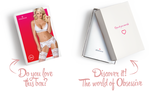 (SALE) Кружевной комплект белья Obsessive 810-SEG-1 L/XL White, бюстгальтер, стринги, пояс для чулок