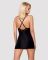 Сатиновый комплект для сна с кружевом Obsessive 828-CHE-1 chemise & thong S/M, черный, сорочка, стри