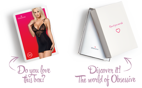 Сатиновый комплект для сна с кружевом Obsessive 828-CHE-1 chemise & thong S/M, черный, сорочка, стри