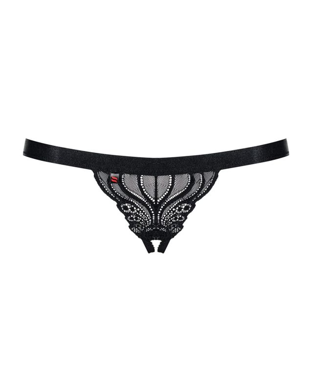 (SALE) Кружевные танга с доступом Obsessive 828-THC-1 crotchless thong L/XL, черные