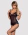Сетчатое боди на косточках Obsessive Amanta teddy XXL, черное, с доступом