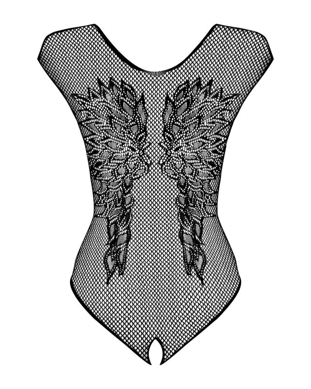 Бодистокинг из крупной сетки с кружевом Obsessive B112 teddy S/M/L, черный, с доступом