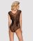 (SALE) Бодистокинг из крупной сетки с кружевом Obsessive B112 teddy XL/XXL, черный, с доступом
