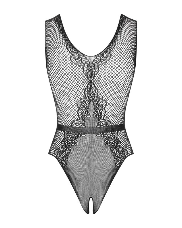 (SALE) Сетчатый бодистокинг с доступом Obsessive B115 teddy S/M/L, черный