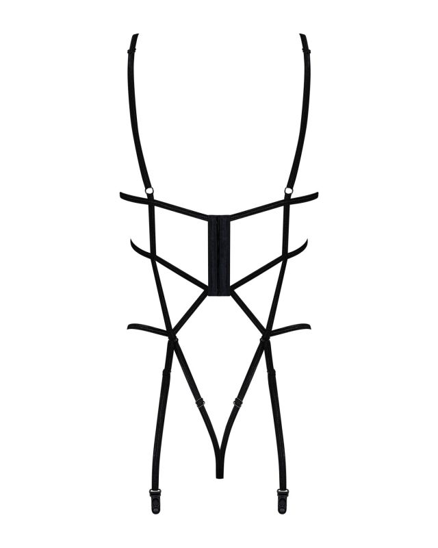 (SALE) Боди из стреп с доступом Obsessive Badossa crotchless teddy L/XL, черный