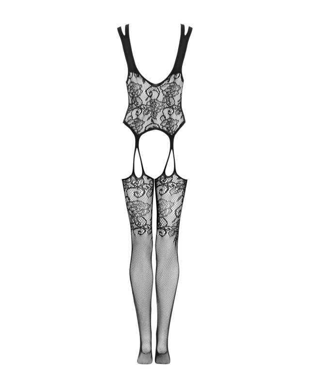Бодистокинг Obsessive Bodystocking F237 S/M/L, растительное плетение, имитация чулок