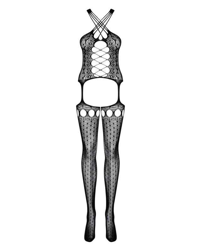 (SALE) Бодистокинг Obsessive Bodystocking G313 S/M/L, шнуровка, геометрический декор