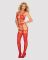 (SALE) Бодистокинг Obsessive Bodystocking G313 S/M/L red, шнуровка, геометрический декор