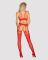 (SALE) Бодистокинг Obsessive Bodystocking G313 S/M/L red, шнуровка, геометрический декор