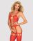 (SALE) Бодистокинг Obsessive Bodystocking G313 S/M/L red, шнуровка, геометрический декор