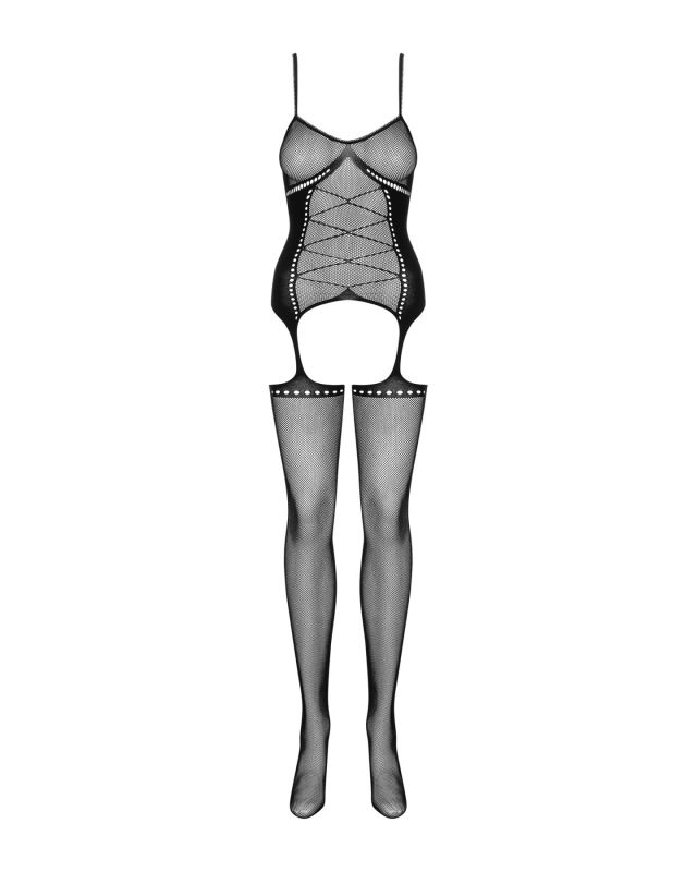 (SALE) Бодистокинг Obsessive Bodystocking G314 S/M/L, имитация корсета и корсетной шнуровки