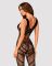Сетчатый бодистокинг с вырезами и рисунком Obsessive Bodystocking G328 S/M/L, черный, комбинезон