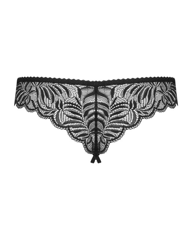 Кружевные танга с доступом Obsessive Contica crothchles thong L/XL, черные