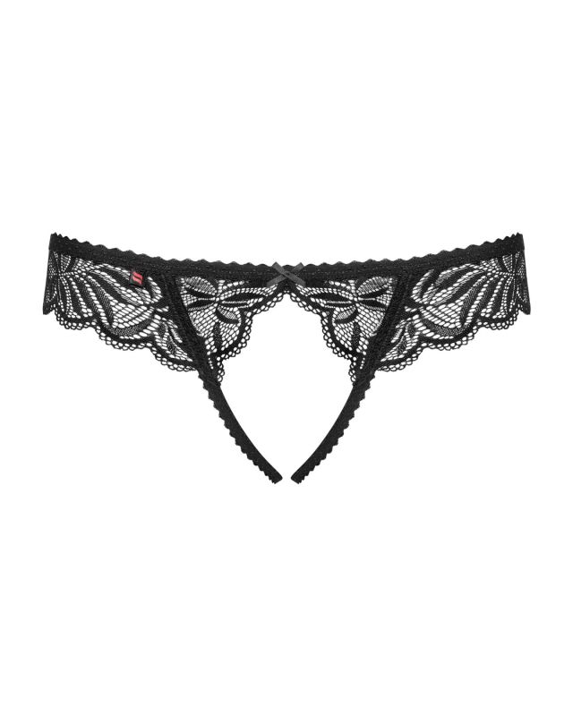 Кружевные танга с доступом Obsessive Contica crothchles thong L/XL, черные