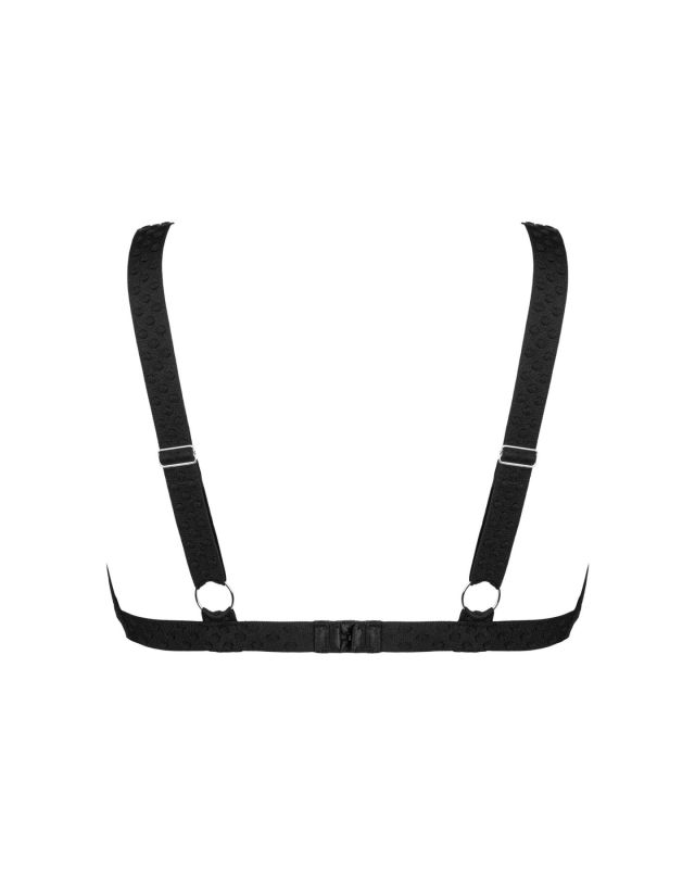 (SALE) Кружевной бюстгальтер с треугольной чашкой Obsessive Estiqua bra M/L, черный, широкие лямки