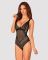 Кружевное боди с декольте Obsessive Estiqua teddy M/L, черное, широкие лямки