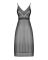 (SALE) Полупрозрачная длинная сорочка Obsessive Estiqua chemise XL/2XL, черный, ассиметричный крой