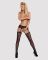 (SALE) Сетчатые чулки-стокинги с цветочным рисунком Obsessive Garter stockings S207 S/M/L, черные, имитация