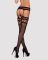 (SALE) Чулки-стокинги с комбинированной сеткой Obsessive Garter stockings S214 S/M/L, черные, имитация гарт
