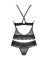 Полупрозрачный набор с украшениями Obsessive Ivannes top & thong S/M, черный, топ и танга