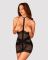 Полупрозрачная сорочка с открытой грудью Obsessive Lacrisia chemise XS/S, черная, с чокером