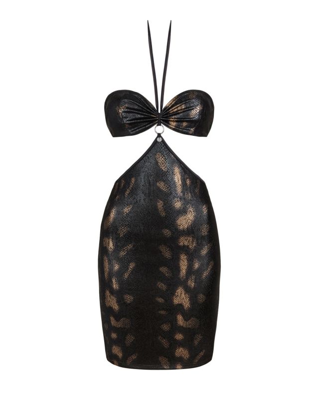 Платье под змеиную кожу Obsessive Vivianty dress XS/S, черное