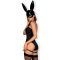 (SALE) Эротический костюм кролика Obsessive Bunny costume S/M, black, боди, чокер, гартеры, чулки, маска